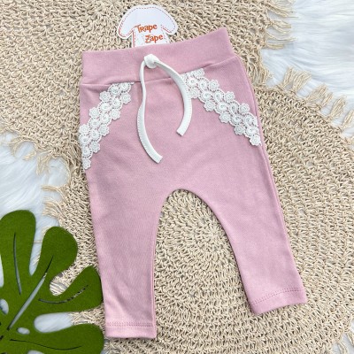 CONJ. DE MALHA 3 PEÇAS - Ramo Florido Rose - Off White e Rose
